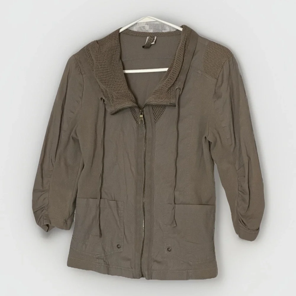 XCVI Utility Jacket Womens Small Gray Green Lightweight Cargo Pocket‎ Casual